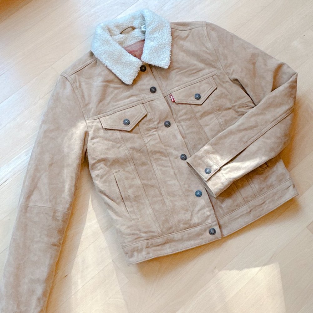 Levi’s Suede Sherpa Trucker Jacket - Dijon - Tan